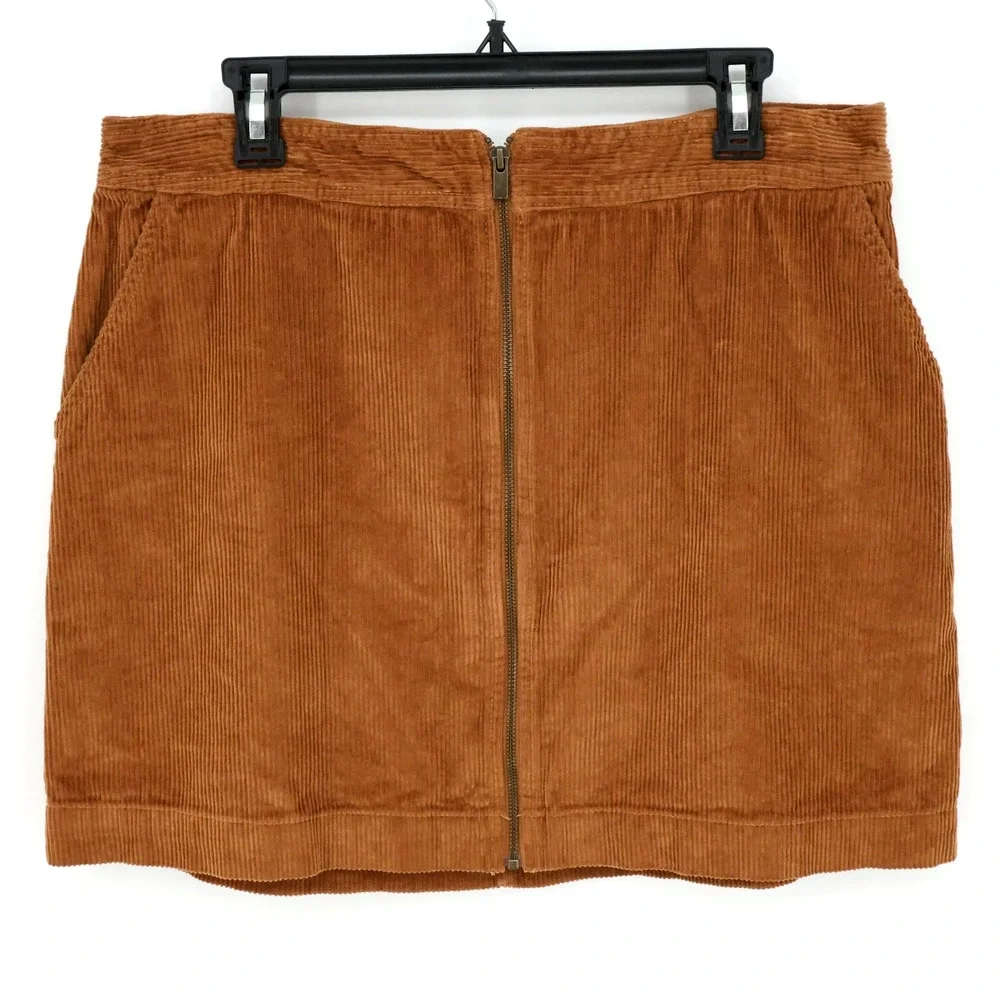 Gap Skirt Womens 8 Rust Brown Corduroy Zip Front Pockets Short Mini Preppy